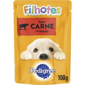 Ração Úmida Pedigree Sachê Sabor Carne ao Molho Para Cães Filhotes – 100g