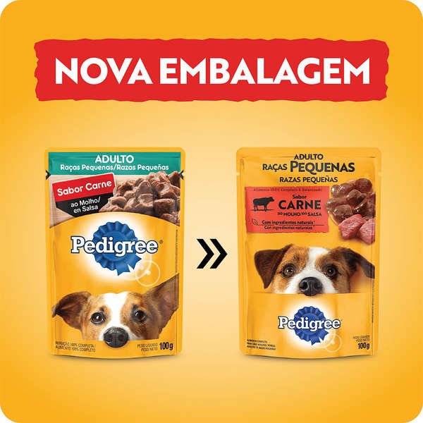 Ração Úmida Pedigree Sachê Sabor Carne ao Molho Para Cães Adultos de Raças Pequenas – 100g