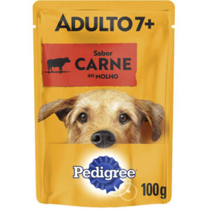 Ração Úmida Pedigree Sachê Sabor Carne ao Molho Para Cães Sênior 7 + Anos – 100g