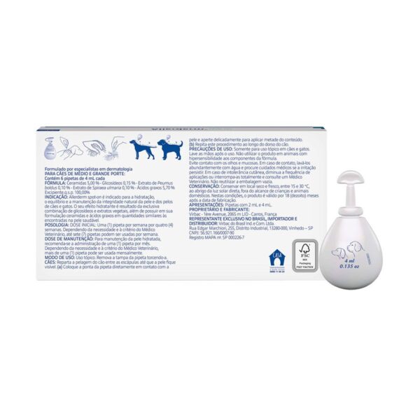 Hidratante Virbac Allerderm Spot On Para Cães E Gatos Acima de 10kg – 4ml