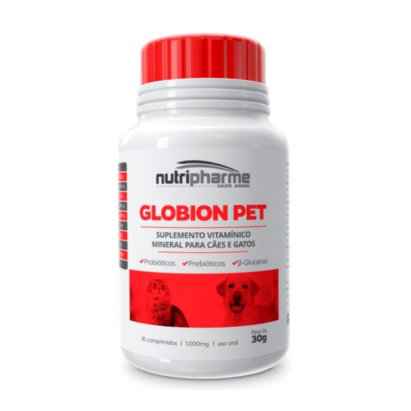 Suplemento Vitamínico Nutripharme GlobionPET Para Cães e Gatos - 30 Comprimidos