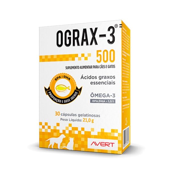 Suplemento Avert Ograx-3 500mg Para Cães e Gatos