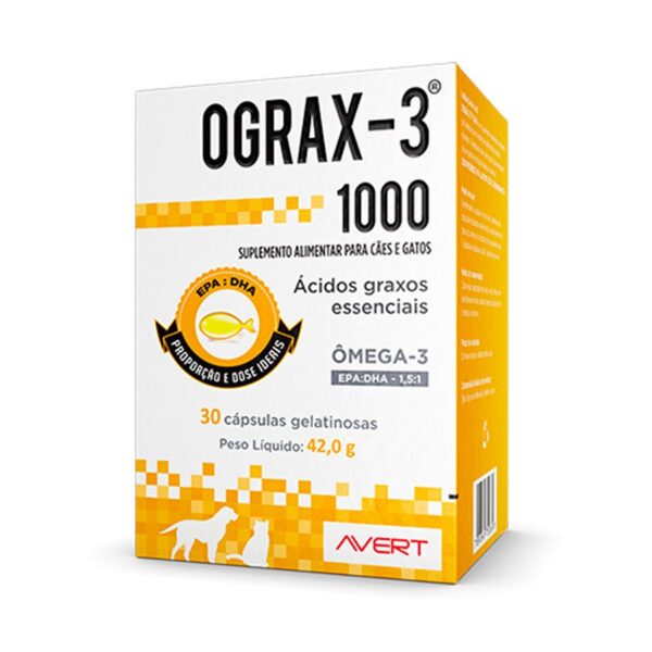 Suplemento Avert Ograx-3 1000mg Para Cães e Gatos