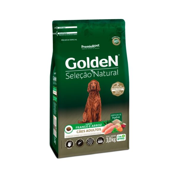 Ração Seca PremieR Pet Golden Seleção Natural Para Cães Adultos Sabor Frango e Arroz - 3Kg