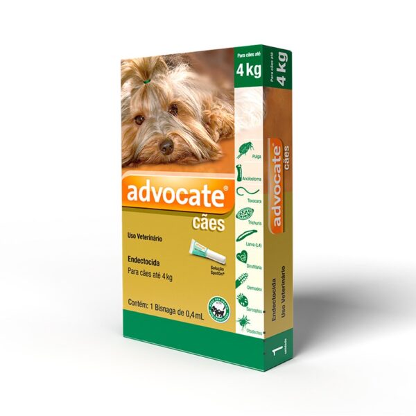 Antipulgas e Vermicida Advocate Para Cães de até 4K- 0,4ml