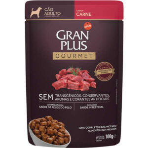Ração Úmida GranPlus Gourmet Sachê Para Cães Adultos Sabor Carne - 100g
