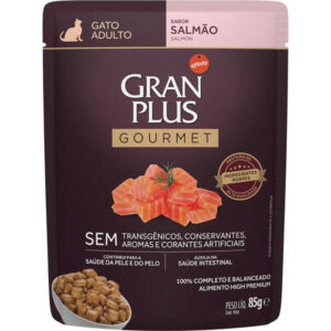 Ração Úmida GranPlus Sachê Gourmet Salmão Para Gatos Adultos - 85g