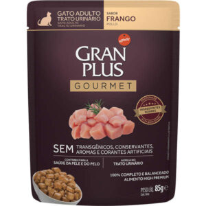 Ração Úmida GranPlus Sachê Gourmet Trato Urinário Sabor Frango para Gatos Adultos - 85g