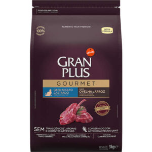 Ração Seca GranPlus Gourmet Sabor Ovelha & Arroz Para Gatos Castrados 3Kg