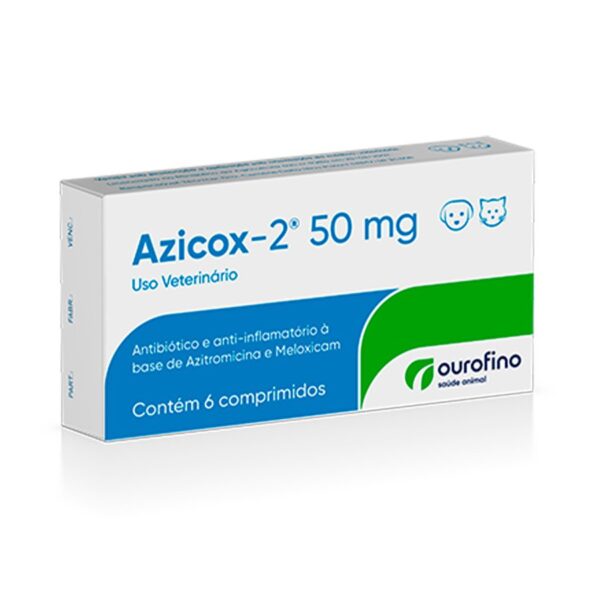 Antibiótico e Anti-inflamatório Ourofino Azicox 2 de 6 Comprimidos - 50mg