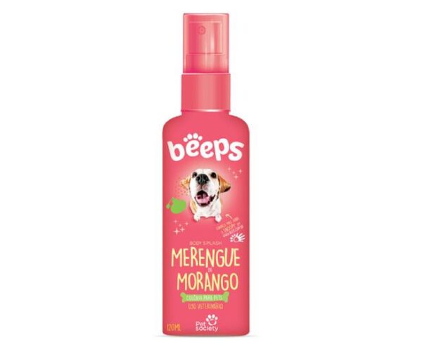 Colônia Body Splash Beeps Merengue De Morango Para Cães E Gatos 120ml