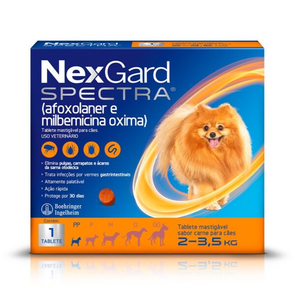 Antipulgas, Carrapatos e Vermífugo NexGard Spectra para Cães de 2 a 3,5Kg