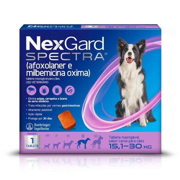 Antipulgas, Carrapatos e Vermífugo NexGard Spectra para Cães de 15,1 a 30Kg