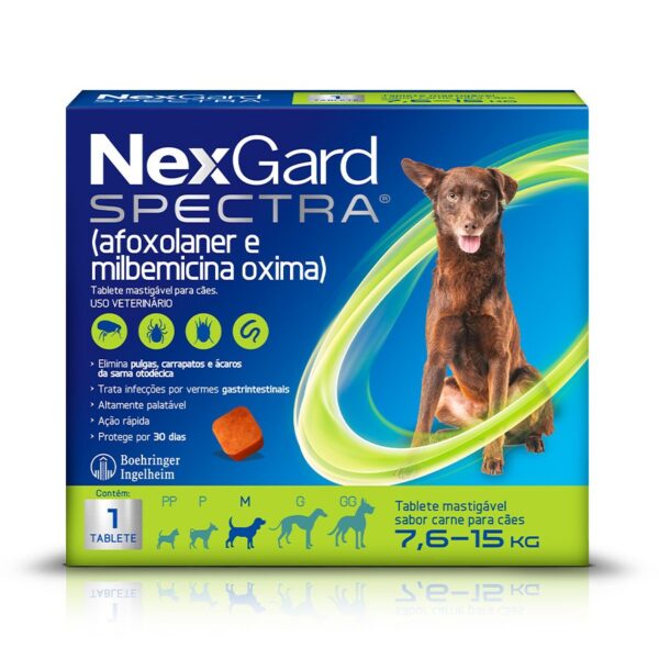 Antipulgas, Carrapatos e VermÍfugo NexGard Spectra para Cães de 7,6 a 15Kg