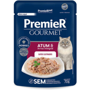 Ração Úmida PremieR Pet Gourmet Para Gatos Castrados Sabor Salmão & Arroz Integral – 70g