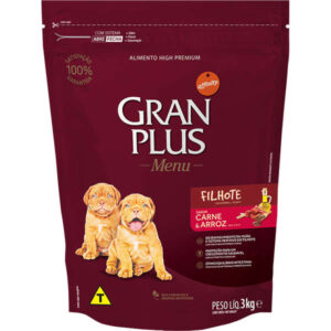 Ração GranPlus Menu Sabor Carne e Arroz Para Cães Filhotes de Raças Médias e Grandes