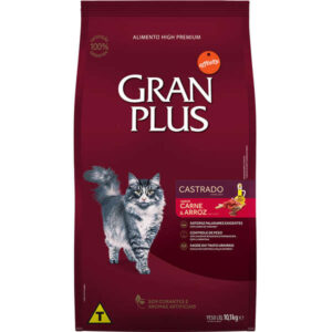 Ração GranPlus Sabor Carne e Arroz Para Gatos Castrados