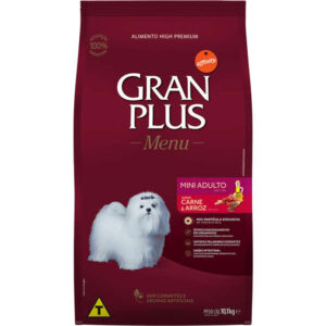 Ração GranPlus Menu Sabor Carne e Arroz Para Cães Adultos de Porte Mini e Pequeno