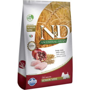 Ração Farmina N&D Ancestral Grain Para Cães Idosos Raças Pequenas Sabor Frango e Romã