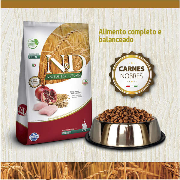 Ração Farmina N&D Ancestral Grain Para Gatos Filhotes Sabor Frango e Romã 1,5Kg