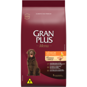 Ração GranPlus Menu Sênior Sabor Frango e Arroz Para Cães Idosos Raças Médias e Grandes 3Kg