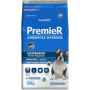 Ração Seca PremieR Pet Ambientes Internos Para Cães Adultos Castrados Porte Pequeno Sabor Frango e Salmão