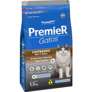 Ração Seca PremieR Pet Ambientes Internos Para Gatos Adultos Castrados até 7 anos Sabor Salmão