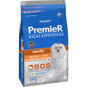 Ração Seca PremieR Pet Raças Específicas Maltês Para Cães Adultos Sabor Arroz e Peru