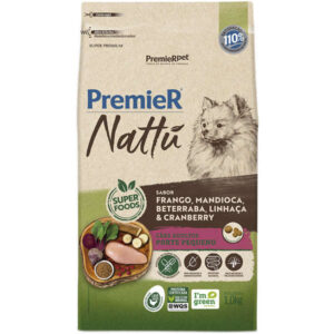Ração Seca PremieR Pet Nattú Mandioca Para Cães Adultos de Pequeno Porte Sabor Frango, Mandioca, Beterraba, Linhaça e Cranberry 