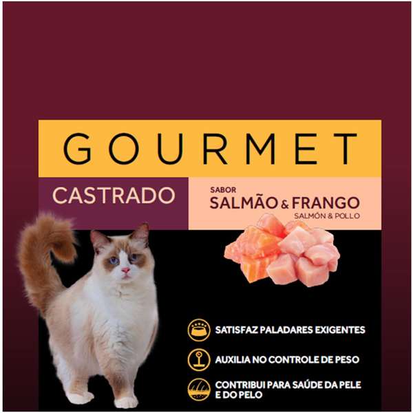 Ração Úmida GranPlus Gourmet Sachê Sabor Salmão & Frango para Gatos Castrados - 85g