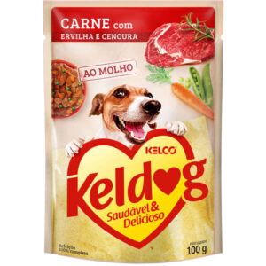 Ração Úmida Keldog Sachê Para Cães Sabor Carne com Ervilha e Cenoura - 100g