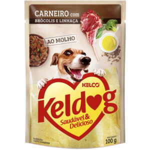 Ração Úmida Keldog Sachê Para Cães Sabor Carneiro, Brócolis e Linhaça – 100g
