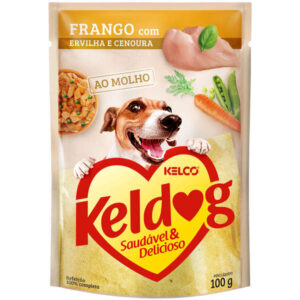Ração Úmida Keldog Sachê Para Cães Sabor Frango, Ervilha e Cenoura - 100g
