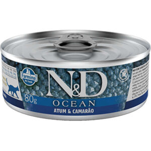 Ração Úmida Farmina N&D Ocean Para Gatos Adultos Sabor Atum e Camarão – 80g