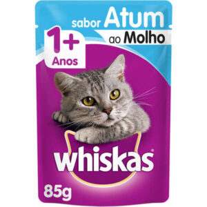 Ração Úmida Whiskas Sachê Sabor Atum ao Molho Para Gatos Adultos – 85g