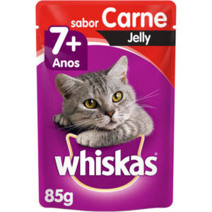 Ração Úmida Whiskas Sachê Sabor Carne ao Molho Para Gatos Sênior 7 + Anos – 85g