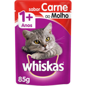 Ração Úmida Whiskas Sachê Sabor Carne ao Molho Para Gatos Adultos – 85g