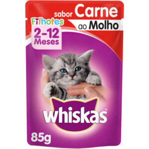 Ração Úmida Whiskas Sachê Sabor Carne ao Molho Para Gatos Filhotes – 85g