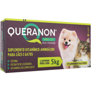 Suplemento Vitamínico-Aminoácido Avert Queranon Small Size Para Cães e Gatos - 30 Comprimidos