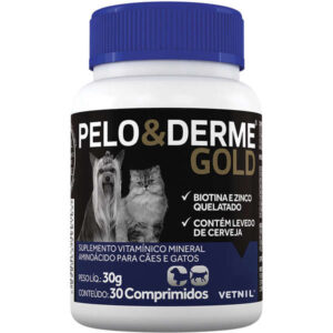 Suplemento Vitamínico Vetnil Pelo &  Derme Gold Para Cães e Gatos