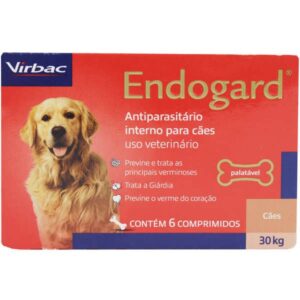 Vermífugo Virbac Endogard para Cães até 30Kg - 6 Comprimidos