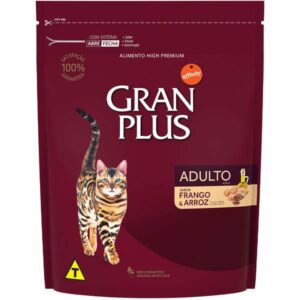 Ração GranPlus Sabor Frango e Arroz Para Gatos Adultos 1Kg